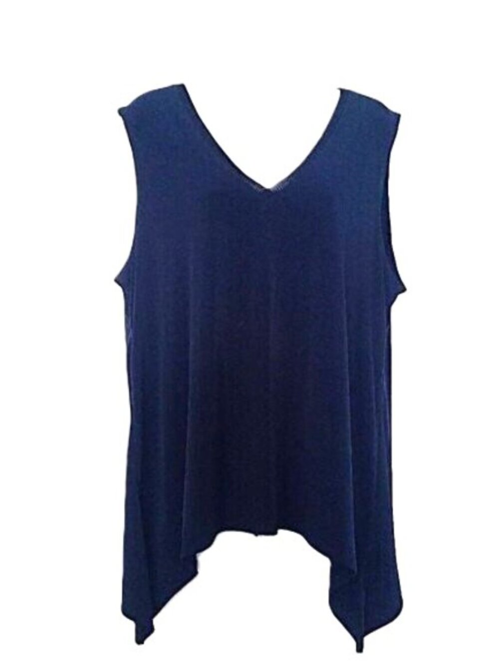 Tahari Midnight Navy Blue Top Assymetrical Tunic Stretch Mesh Trim EUC Sz XL